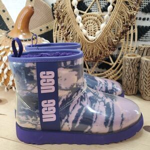 UGG Womens 7/38 Classic Clear Mini Tie Dye Marble Warm Winter Snow Boots Purple